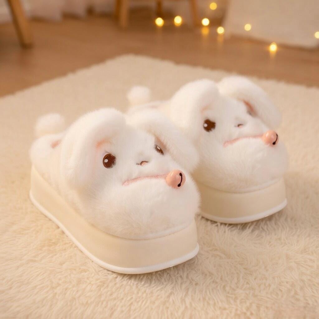 Plush Puppy Dog Slippers | Cozy Platform Animal House Shoes | SoftSlipsy
