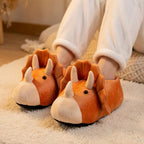 Plush Dinosaur Slippers | Cozy Cartoon Animal House Shoes | SoftSlipsy