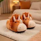 Plush Dinosaur Slippers | Cozy Cartoon Animal House Shoes | SoftSlipsy