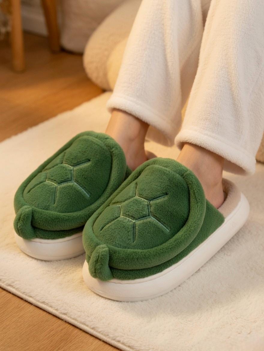 Plush Turtle Slippers | Cozy Cartoon Animal House Shoes, Winter Warmth | SoftSlipsy