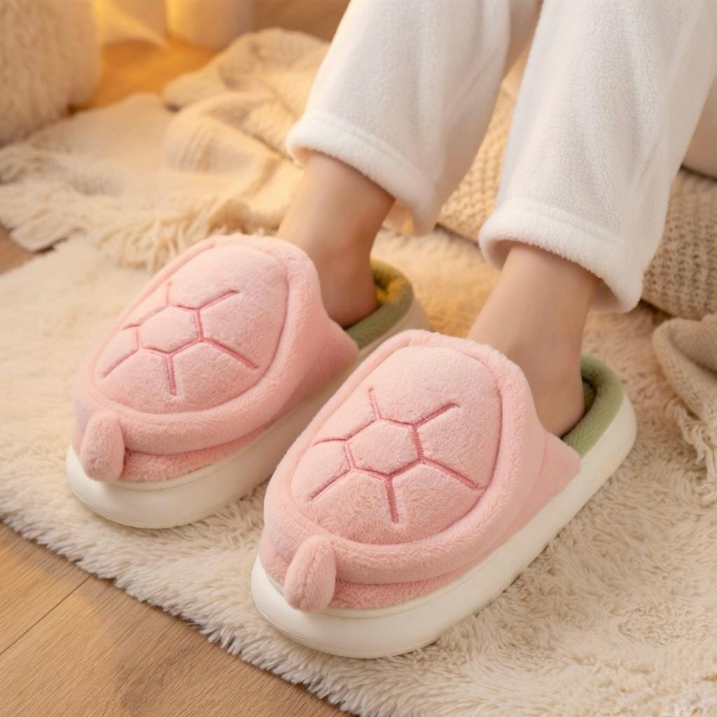 Plush Turtle Slippers | Cozy Cartoon Animal House Shoes, Winter Warmth | SoftSlipsy