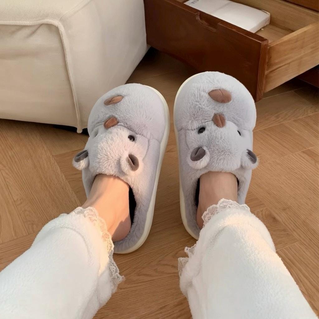 Rhino Slippers Plush Animal Slippers Women | Cute Rhinoceros House Slippers | Cartoon Indoor Slippers | Cozy Home Shoes Gift | SoftSlipsy