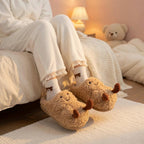 Plush Peanut Slippers | Funny Cartoon Cozy House Shoes, Winter Warmth | SoftSlipsy