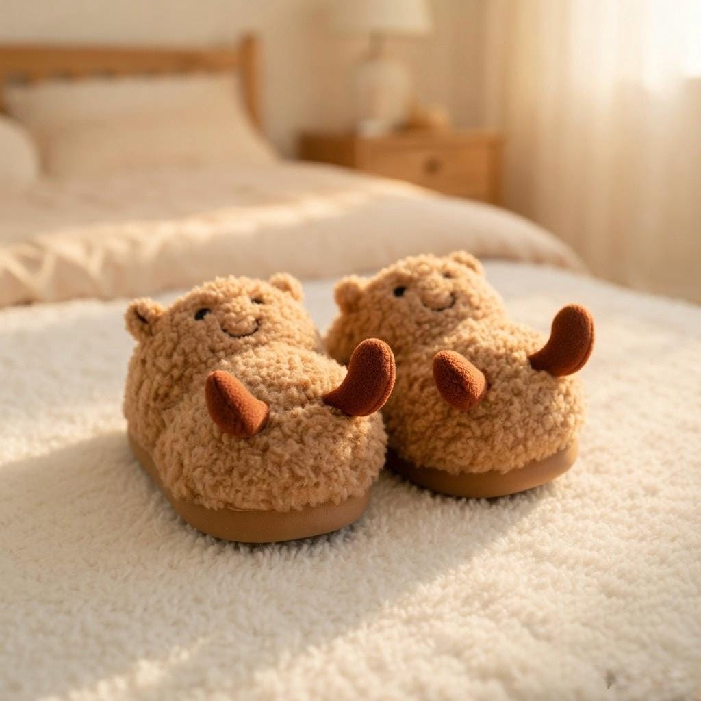 Plush Peanut Slippers | Funny Cartoon Cozy House Shoes, Winter Warmth | SoftSlipsy