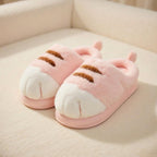 Plush Cat Paw Slippers: Cozy Winter House Shoes for Women | SoftSlipsy