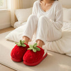 Women's Strawberry Plush Slippers | Cozy Indoor House Shoes, Autumn Winter Warmth | SoftSlipsy