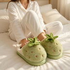 Women's Strawberry Plush Slippers | Cozy Indoor House Shoes, Autumn Winter Warmth | SoftSlipsy