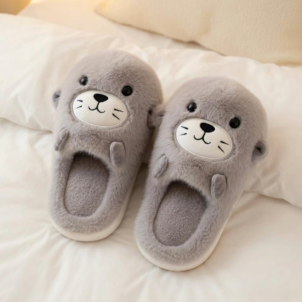 Seal Plush Slippers | Cozy Cartoon Animal Indoor Home Shoes | SoftSlipsy
