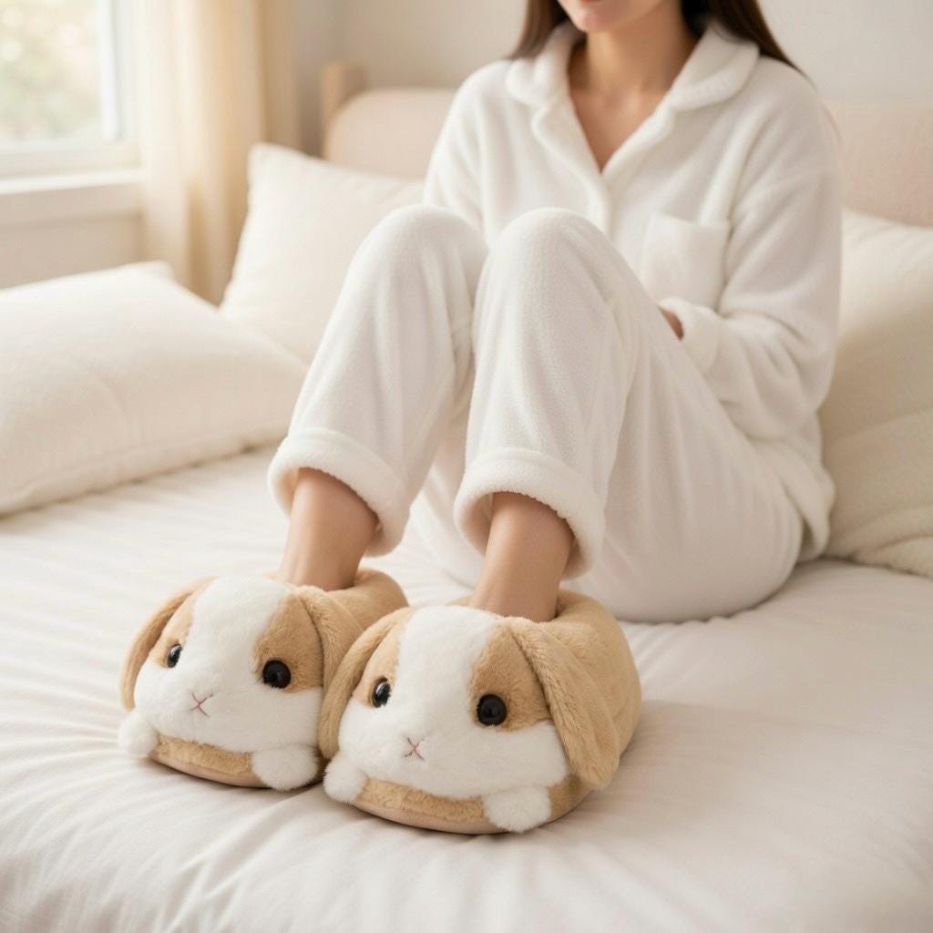 Plush Bunny Slippers | Soft Cozy Indoor Winter Shoes | SoftSlipsy