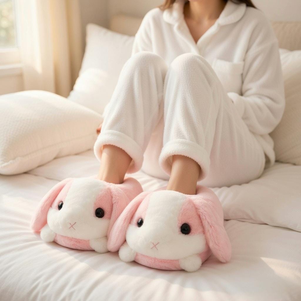 Plush Bunny Slippers | Soft Cozy Indoor Winter Shoes | SoftSlipsy