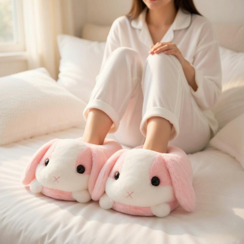 Plush Bunny Slippers | Soft Cozy Indoor Winter Shoes | SoftSlipsy