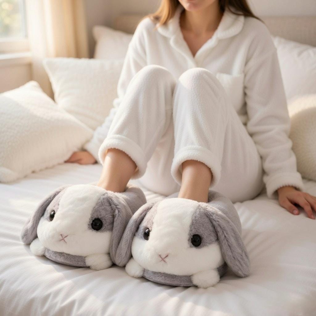 Plush Bunny Slippers | Soft Cozy Indoor Winter Shoes | SoftSlipsy