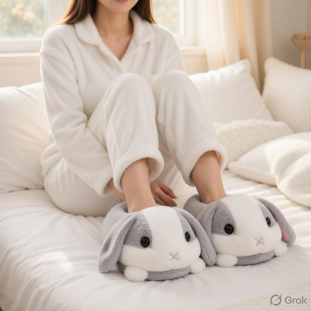Plush Bunny Slippers | Soft Cozy Indoor Winter Shoes | SoftSlipsy
