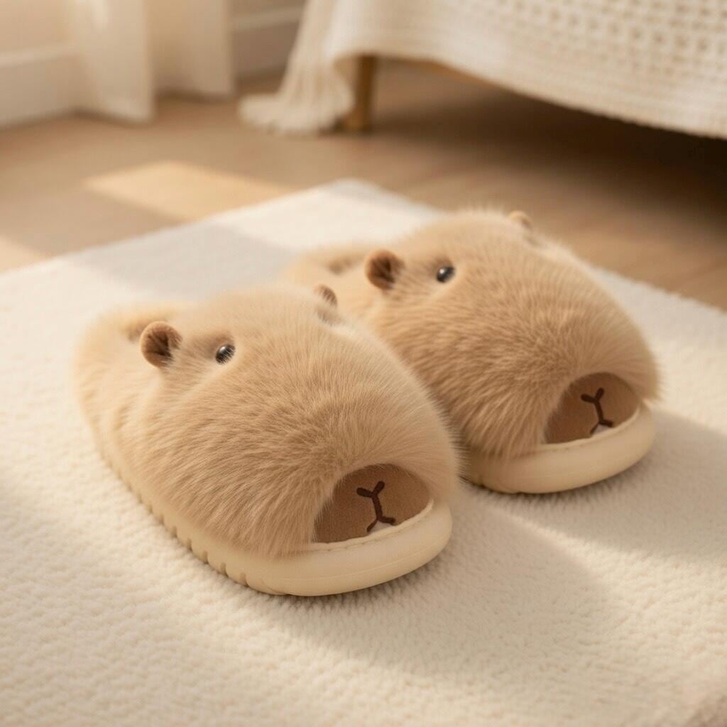 Viral Capybara Plush Slippers | Soft Cozy Winter Indoor Shoes | SoftSlipsy