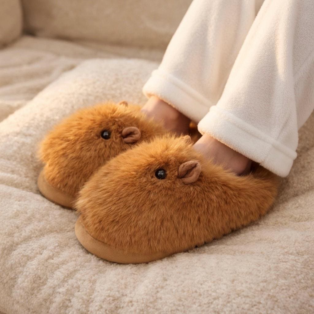 Viral Capybara Plush Slippers | Soft Cozy Winter Indoor Shoes | SoftSlipsy