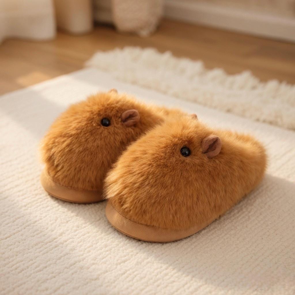 Viral Capybara Plush Slippers | Soft Cozy Winter Indoor Shoes | SoftSlipsy