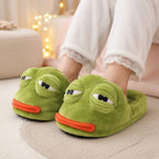 Funny Frog Slippers with Adjustable Eyes | Plush Animal House Shoes | SoftSlipsy