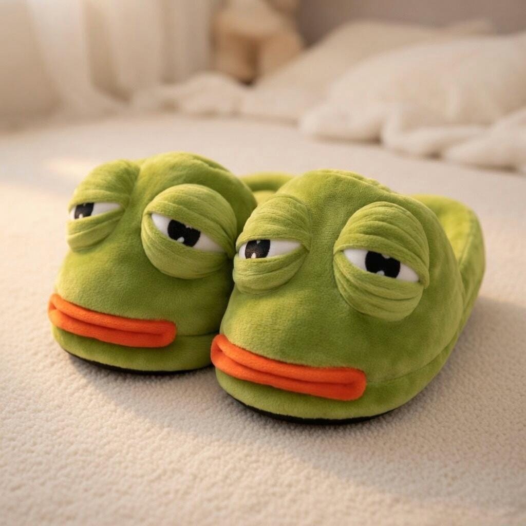 Funny Frog Slippers with Adjustable Eyes | Plush Animal House Shoes | SoftSlipsy