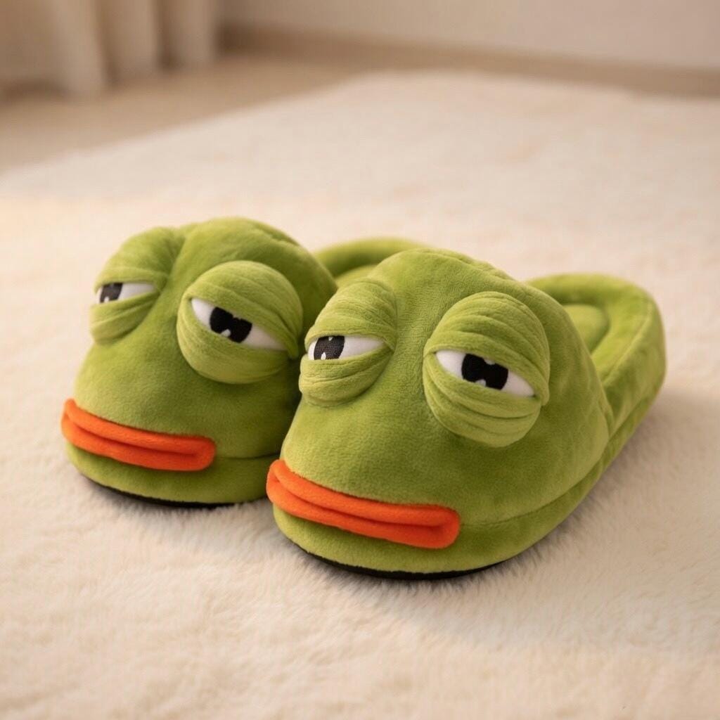 Funny Frog Slippers with Adjustable Eyes | Plush Animal House Shoes | SoftSlipsy