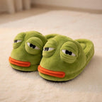 Funny Frog Slippers with Adjustable Eyes | Plush Animal House Shoes | SoftSlipsy