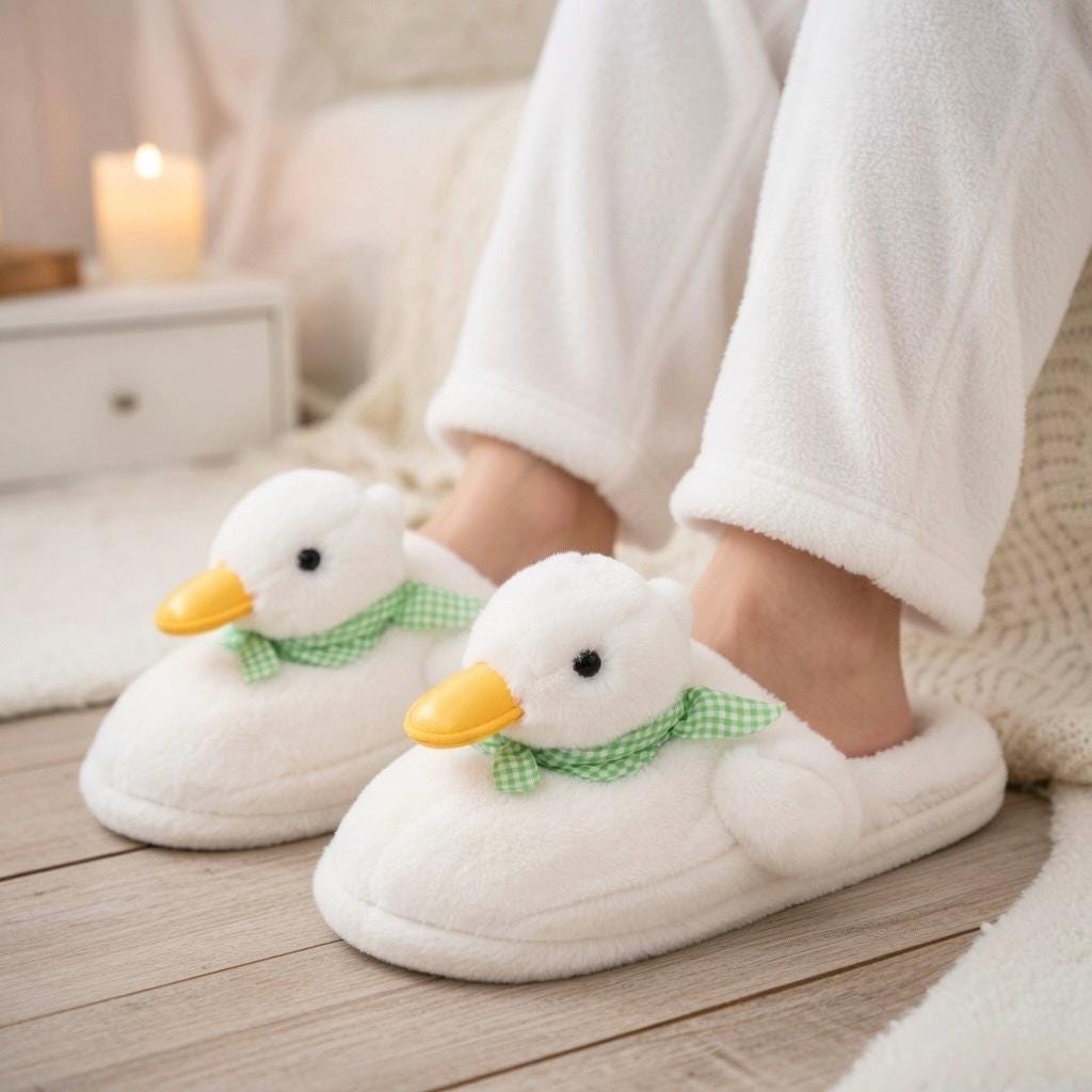 Cozy Plush Duck Slippers: Soft Warm Winter House Shoes | SoftSlipsy