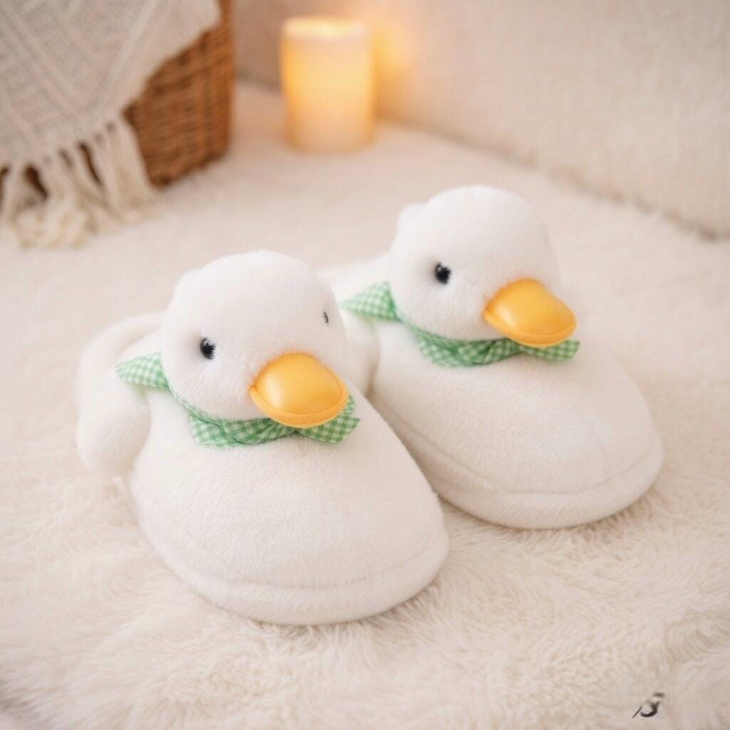 Cozy Plush Duck Slippers: Soft Warm Winter House Shoes | SoftSlipsy
