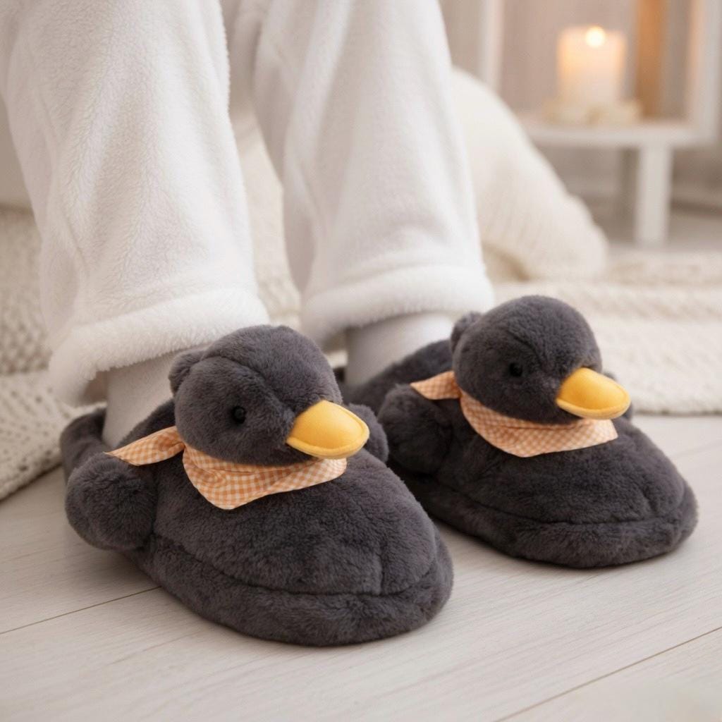 Cozy Plush Duck Slippers: Soft Warm Winter House Shoes | SoftSlipsy