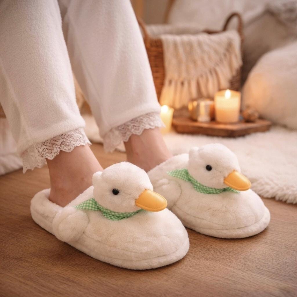 Cozy Plush Duck Slippers: Soft Warm Winter House Shoes | SoftSlipsy