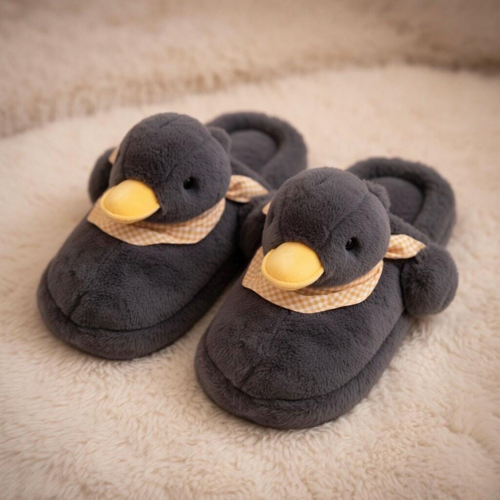 Cozy Plush Duck Slippers: Soft Warm Winter House Shoes | SoftSlipsy