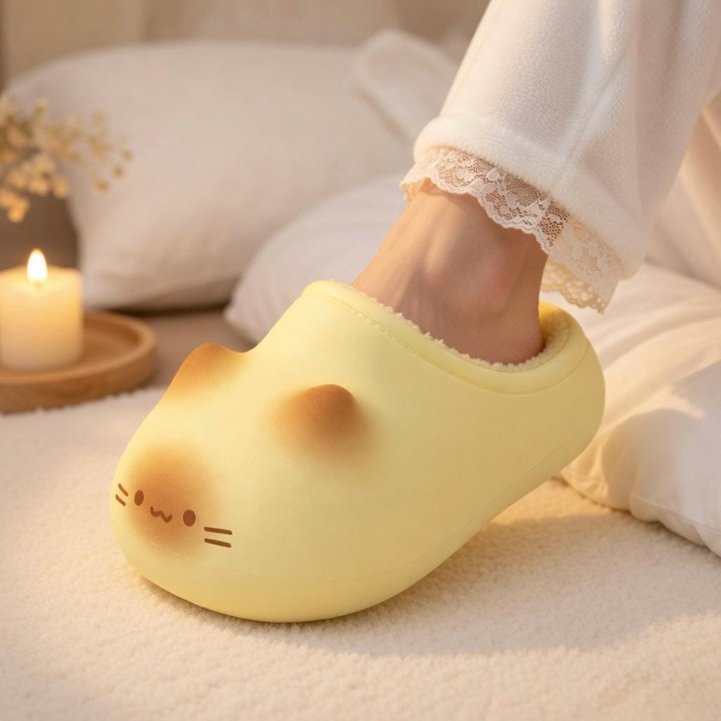 Plush Cat Slippers | Cozy Warm Winter House Shoes for Women | SoftSlipsy