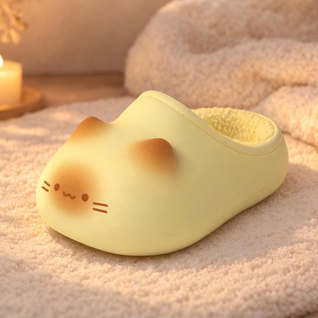 Plush Cat Slippers | Cozy Warm Winter House Shoes for Women | SoftSlipsy