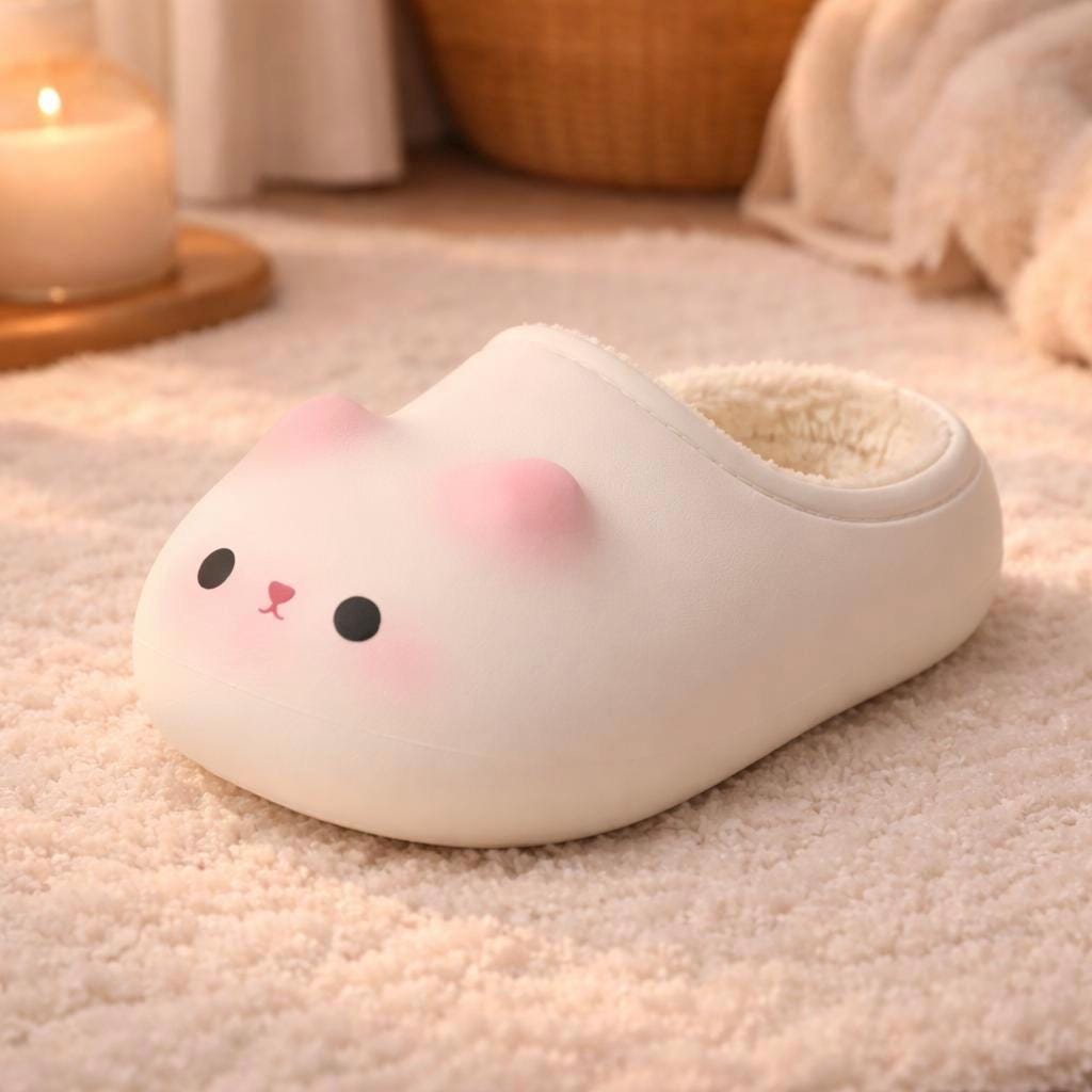 Plush Cat Slippers | Cozy Warm Winter House Shoes for Women | SoftSlipsy