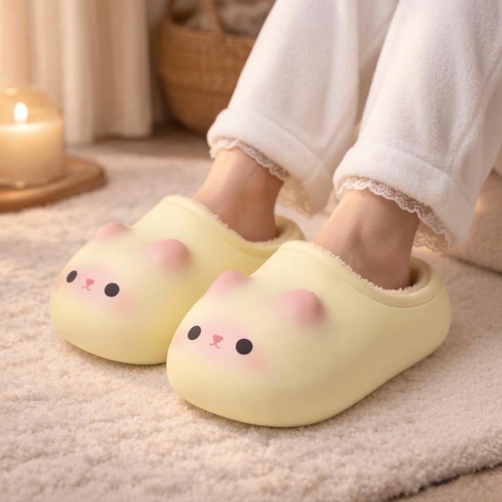 Plush Cat Slippers | Cozy Warm Winter House Shoes for Women | SoftSlipsy