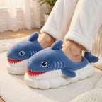 Plush Cartoon Shark Slippers | Soft Cozy Indoor Animal Shoes | SoftSlipsy