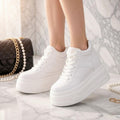 SoftSlipsy 15CM Chunky White Platform Sneakers | High Top Street Style Shoes