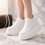 SoftSlipsy 15CM Chunky White Platform Sneakers | High Top Street Style Shoes