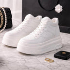 SoftSlipsy 15CM Chunky White Platform Sneakers | High Top Street Style Shoes