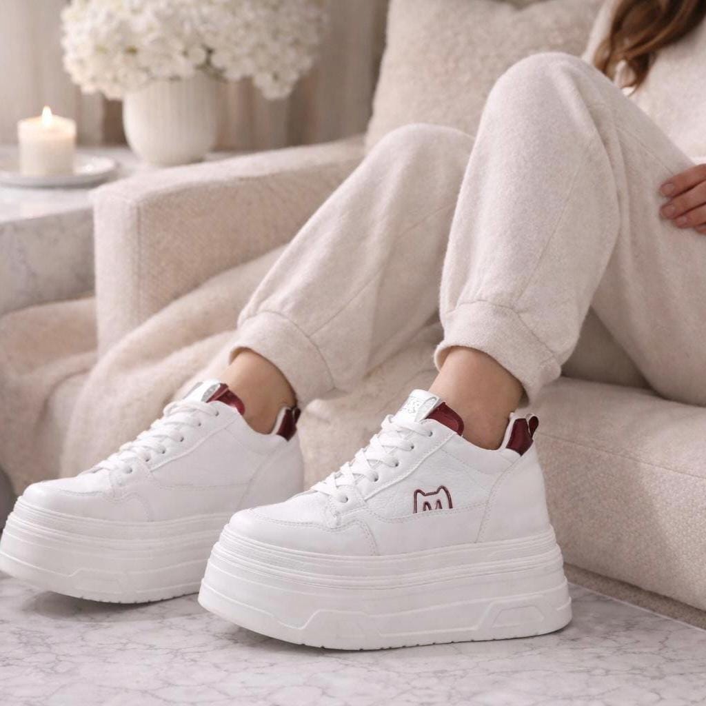 SoftSlipsy 16CM White Chunky Platform Sneakers: Hidden Height Increase, Street Style Shoes