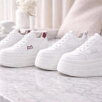 SoftSlipsy 16CM White Chunky Platform Sneakers: Hidden Height Increase, Street Style Shoes