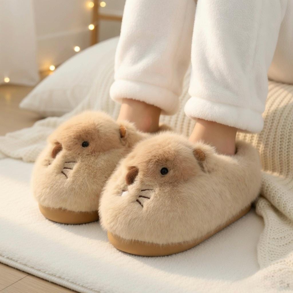 Plush Hamster Slippers | Cozy Animal House Shoes for Women, Winter Warmth | SoftSlipsy