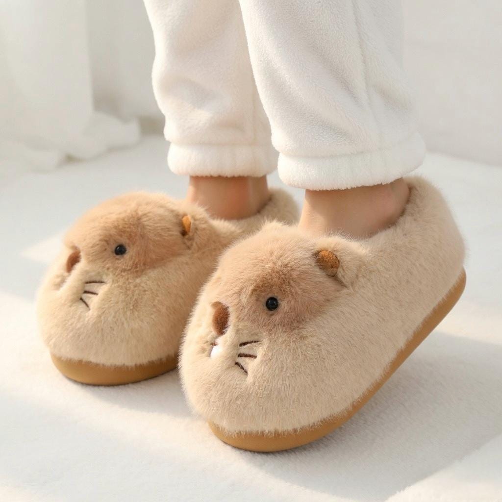 Plush Hamster Slippers | Cozy Animal House Shoes for Women, Winter Warmth | SoftSlipsy