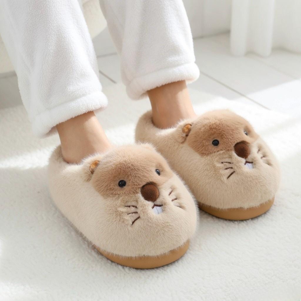 Plush Hamster Slippers | Cozy Animal House Shoes for Women, Winter Warmth | SoftSlipsy