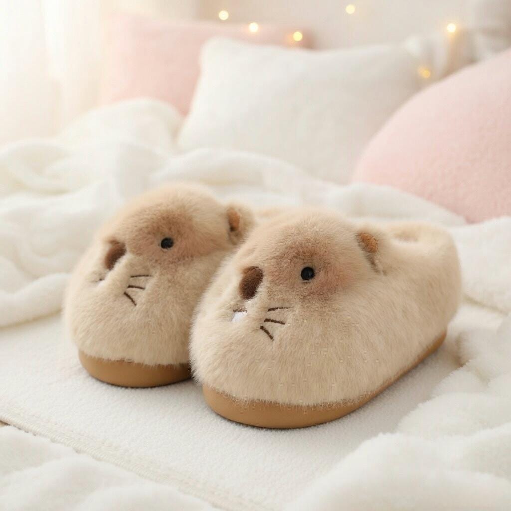 Plush Hamster Slippers | Cozy Animal House Shoes for Women, Winter Warmth | SoftSlipsy