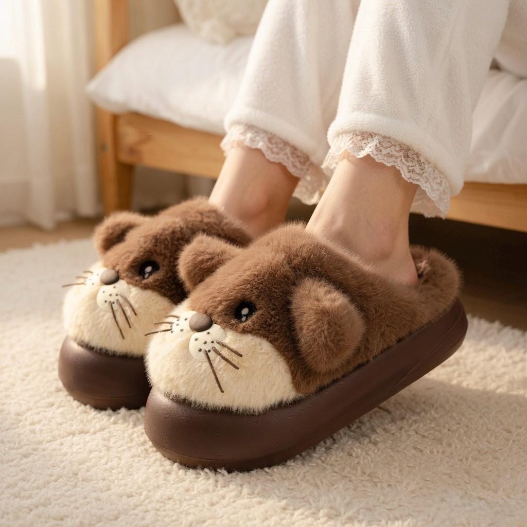 Leopard Plush Animal Slippers | Cozy Cartoon Dog House Shoes, Warm Winter Indoor Footwear | SoftSlipsy