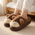 Leopard Plush Animal Slippers | Cozy Cartoon Dog House Shoes, Warm Winter Indoor Footwear | SoftSlipsy