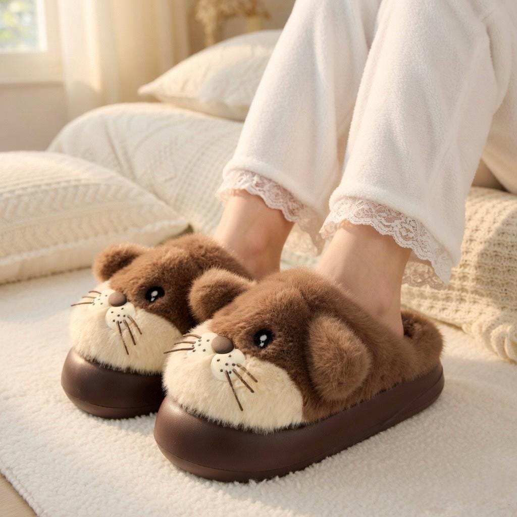 Leopard Plush Animal Slippers | Cozy Cartoon Dog House Shoes, Warm Winter Indoor Footwear | SoftSlipsy