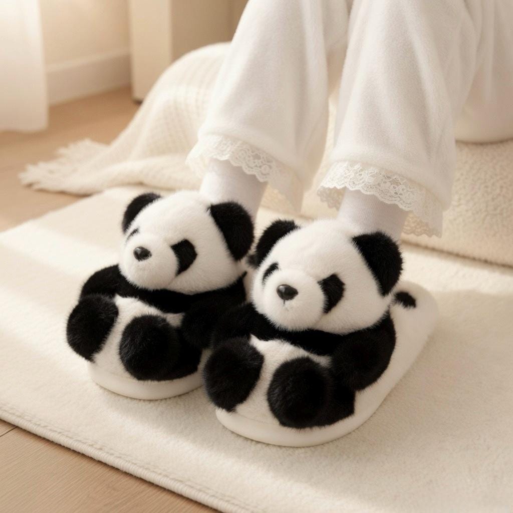 Plush Panda Slippers | Soft Warm Cartoon Animal House Shoes | SoftSlipsy