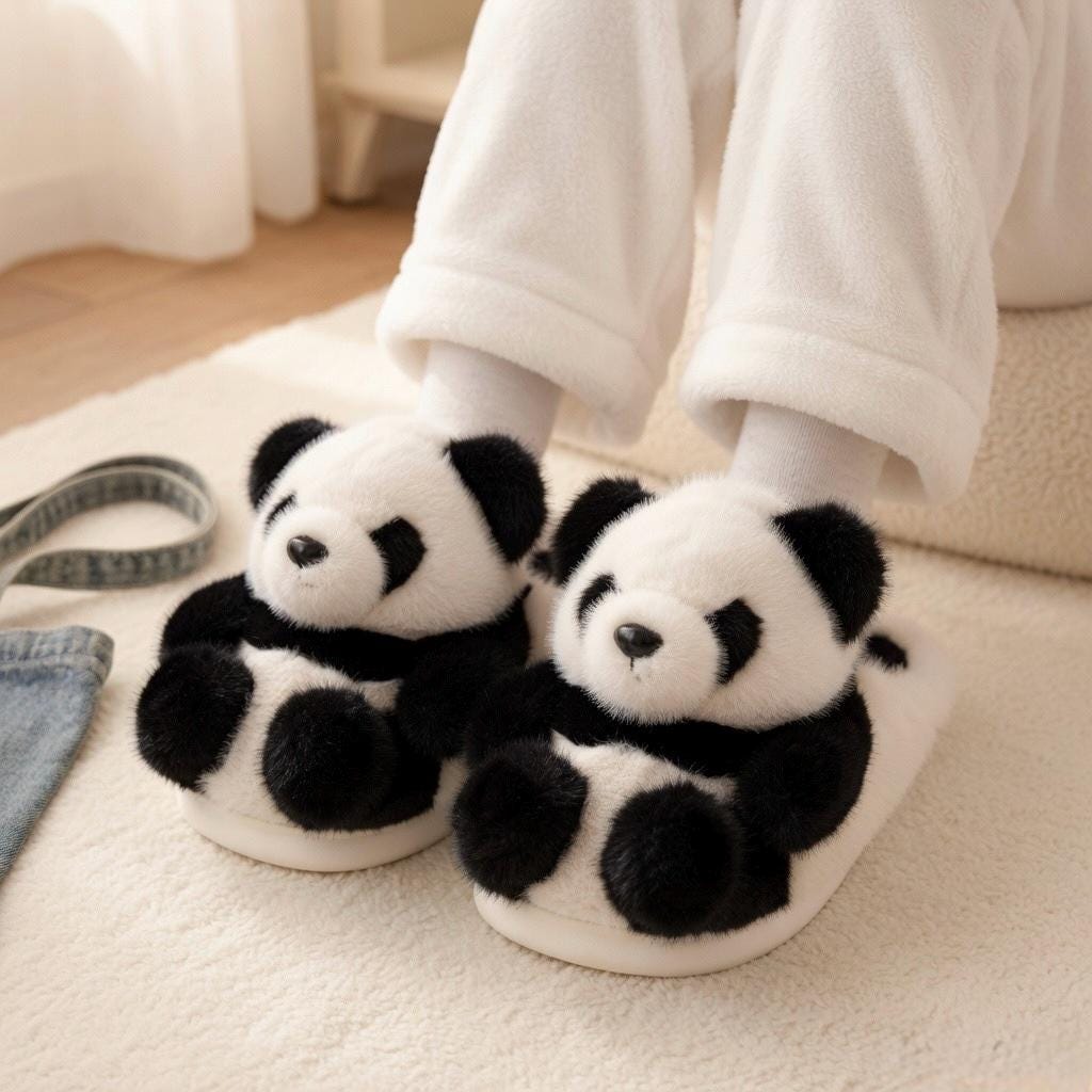 Plush Panda Slippers | Soft Warm Cartoon Animal House Shoes | SoftSlipsy