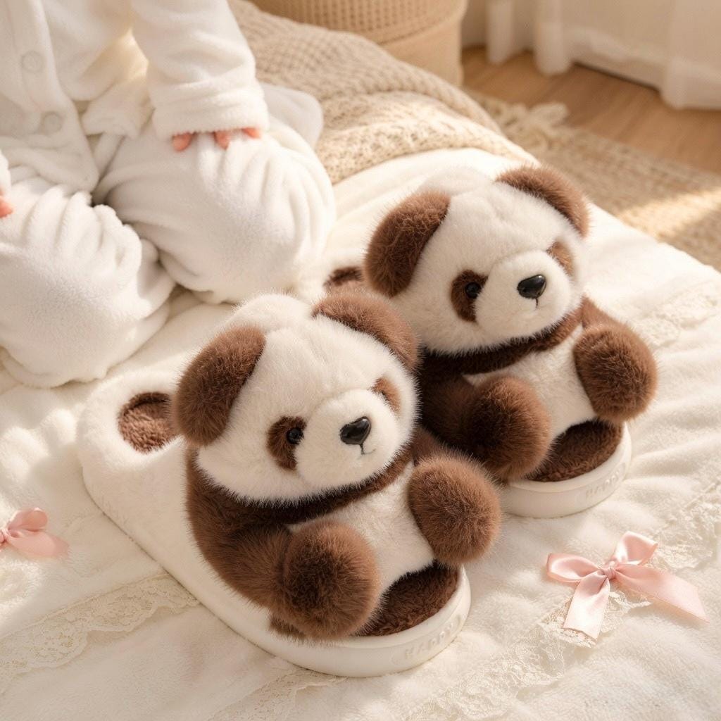 Plush Panda Slippers | Soft Warm Cartoon Animal House Shoes | SoftSlipsy