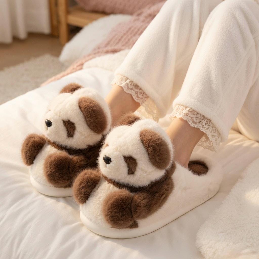 Plush Panda Slippers | Soft Warm Cartoon Animal House Shoes | SoftSlipsy